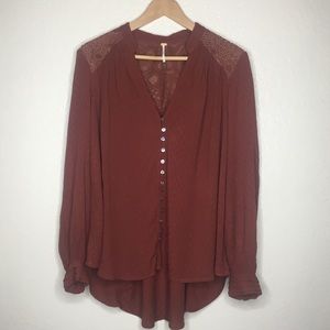 Free People Button up long sleeve blouse